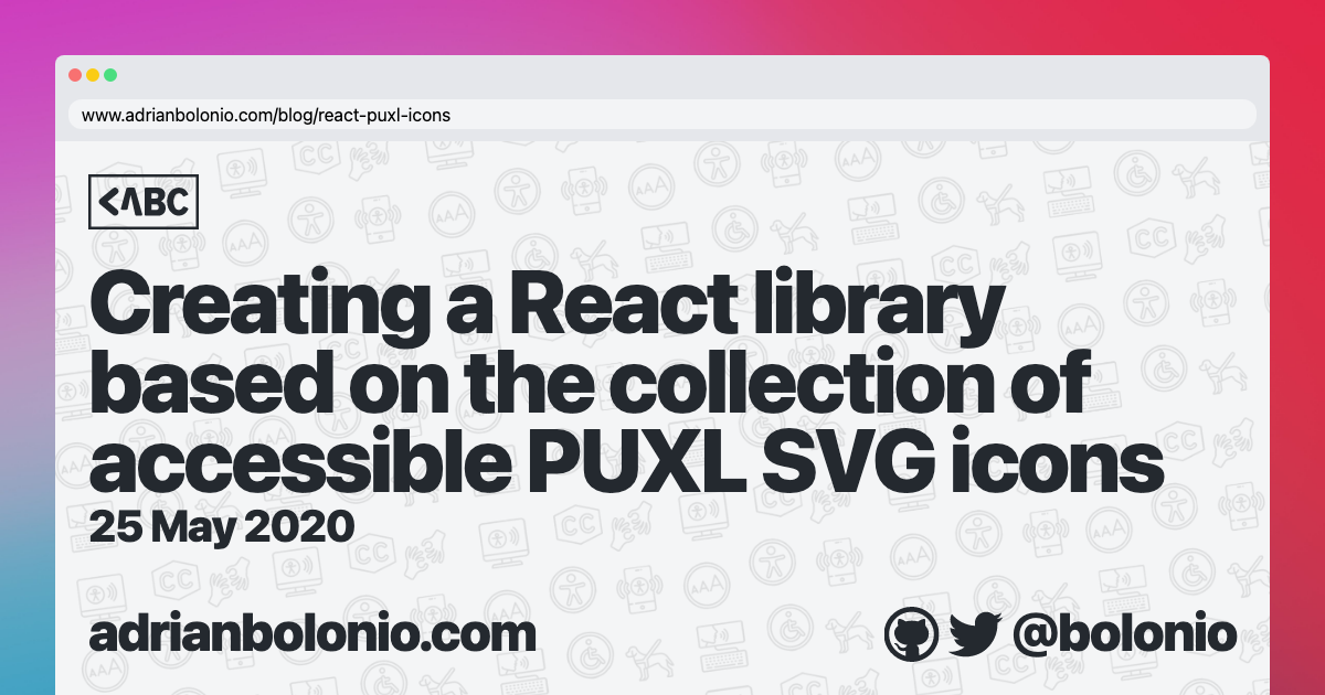 Creating a React library based on the collection of accessible PUXL SVG ...